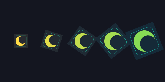 one canvas stamped five times with different rotation, scale and tint