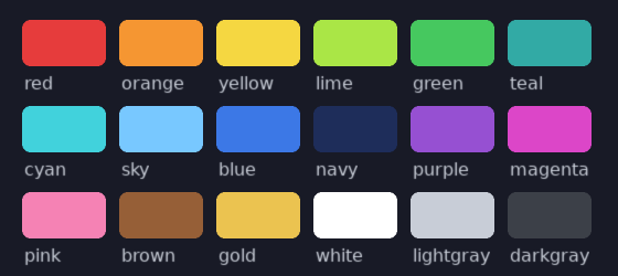 the named color palette