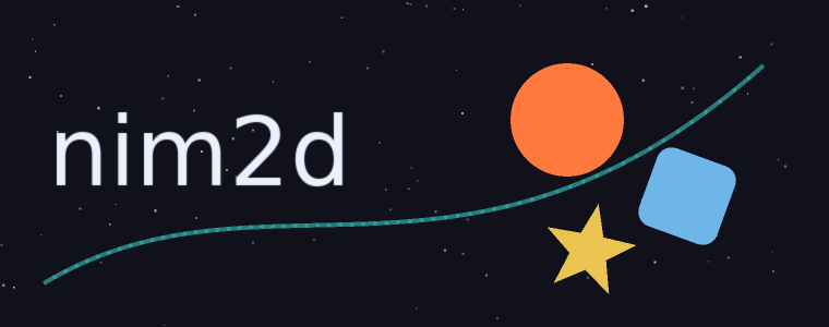 shapes, a bezier curve and text rendered by nim2d